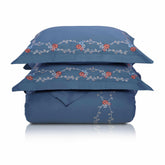 Helena Embroidered Floral Cotton Duvet Cover Set